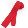 Bow Ties Wool Men's Red Tie Solid Slim Flat For Men Leisure Knitted Necktie Wedding Party Accessories Christmas Gifts Gravata