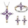 Naszyjniki wiszące 8Sears Fashion Naszyjnik dla kobiet biżuteria srebrna kolor linku łańcuch królewski niebieski fioletowy kryształowy kwiat luksusowe akcesoria