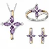 Colares de pingentes de colar de moda 8seasons para feminino jóias colorido de cor de prata Corrente da cadeia azul roxo de cristal roxo Acessórios luxuosos