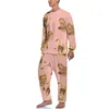 Men's Sleepwear Cartoon Bear Pajamas Man Cute Animal Print Romantic Daily Long Sleeve 2 Pieces Casual Pajama Sets