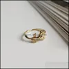 Band Rings Korea Gold Plated Rose Flower Ring For Women Real 925 Sterling Sliver Layered Open Bague Wedding Party Gifts Ymr858 Drop Otzae