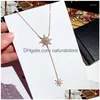 Pendant Necklaces Fashion Korean Necklace Luxury Shiny Zircon Star For Women Clavicle Choker Jewelry Gift Drop Delivery Pendants Dhiv3