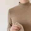 T-shirt basic da donna polo da donna per donna autunno T-shirt slim a maniche lunghe con collo a tartaruga Solid All Match Tops Canotta