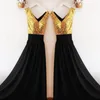 Bridesmaid Dress Black A Line Ball Gown Dresses Sleeveless Formal Evening V-Neck Sequined Chiffon Prom Party