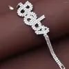 Link Bracelets Exaggerated Full Rhinestone ANGEL BABY Letter Bracelet Bangle Hand Jewelry For Women Luxury Crystal Charm Ankle