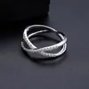 Bandringen mode heldere kubieke zirkonia criss criss cross micro plave setting x vorm ring voor vrouwen sieraden geschenken