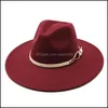 Cappelli a tesa larga Cappello grande in feltro per donna Grande Fedora Uomo Fedora Bk Donna Uomo Panama Jazz Cap Donna Uomo Caps 2021 Autunno Inverno Drop Dhqxi