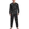 Vêtements de Nuit pour Homme Dessin Animé Ours Pyjama Homme Mignon Imprimé Animal Romantique Quotidien Manches Longues 2 Pièces Ensembles de Pyjama Décontracté