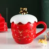 Mugs Christmas Mug With Lid Spoon Girl Cute Coffee Cup Ceramic Water Office Couple Creative Home