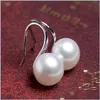 Cuelgue los pendientes de la perla de la manera de la lámpara 910Mm Cuchara de agua dulce natural oblata grande 925 Joyas de plata esterlina para las mujeres Regalo de la muchacha D Dho0A