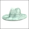 Stingy Brim Hats Jazz Panama Cap Tie Dye Felt Fedora Women Men Wide Hat Woman Man Formal Mens Lady Top Caps Winter Fashion 2021 Drop Dh0Am