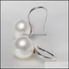 Cuelgue los pendientes de la perla de la manera de la lámpara 910Mm Cuchara de agua dulce natural oblata grande 925 Joyas de plata esterlina para las mujeres Regalo de la muchacha D Dho0A