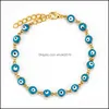 Link Chain Classic Evil Eye Link Bracelets Women Girls Personality Turkish Green Blue Eyes Gold Color Bracelet Jewelry Wholesale Dr Dhcl7