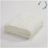 Blankets Modern Fashion Ivory Fleece Blanket Sofa Office Nap Knitted Thread Throw Bed Bedspread Winter Warm Twisted Flower Drop Deli Dh8Gu