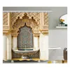 Rideaux De Douche Mémoire Maison Décor Marocain Rideau Vintage Bâtiment Conception Polyester Tissu Salle De Bains Ensemble Avec Crochets Drop Delivery Ga Dh98G