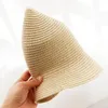 Breite Krempe Hüte Eltern-Kind Sommer Damen Sonnenhut Bucket Cap Beige Spitze Schleife Blumen Band Flache Oberseite Stroh Strandkappen PanamaWide