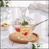 Miski Nordic Glass Birds Nest Bowl z pokrywką Kreatywne przezroczyste deser owocowe gospodarstwa domowe odporne na sałatki naczynia stołowe Dhkxh