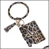 Key Rings Holder Leather Tassel Pendant Bracelet Id Credit Card Keychain Leopard Handbag Keychains Wristband Wallet Keyrings Q148Fz Dhf5T