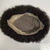 Substitui￧￣o de cabelo humano virgem brasileiro 4mm Afro Afro Curl Lace Front Mono Toupee para homens negros