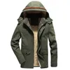 남자 재킷 EST 겨울 재킷 코트 남자 후드 가루 두꺼운 바람 방풍 고품질 면화 남성 군대 녹색 카키