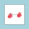 Stud Drop Of Oil Red Stberry Ear Studs For Women Girls Children Nice Gift Lovely Fruit Earring So Cute Girl Jewelry Delivery Earrings Dhzkf