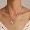 Choker 2st/set rostfritt stål geometri hjärtfjäril pendellkedja halsband för kvinnliga par vän tillbehör