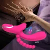 Massaggiatore per giocattoli sessuali 3 in 1 Femmina G Spot Lingua Leccata di clitoride Stimolatore del vuoto Ventosa anale Dido Giocattolo vibratore