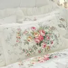 Sängkläder sätter pastoral prinsessa beige set lyxkoreansk stil blomma tryck ruffles duvet täcker säng kjol sängäcken sängkläder bomull