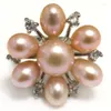 Bröllopsringar 8# Svart Natural 8-9mm Button Pearl 6-7mm Rice Flower Ring With Zirconia