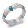 Braccialetti elasticizzati per gioielli di moda per donna Bracciale con ciondoli perline rotonde in pietra morganite naturale colorata genuina Femme