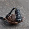 Hänge halsband naturliga svart obsidian snidade baby buddha med amet lyckliga pärlor kedja kvinnlig manlig halsband smycken droppleverans pe dhopu