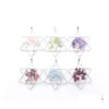 Hanger kettingen boom des levens hangers natuurlijke chips steen 7 chakra reiki vijf puntige ster metaal merkaba sieraden amethist granaat o dhl7g