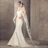 3 metry Długość najtańsza Kaplica Biała kość słoniowa z welonami ślubnymi z grzebieniem Veu de Noiva Longo Wedding Veil CPA859