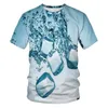Herr t-skjortor sommar kortärmade kläder 2023 säljer stil kreativ regndropp flytande tryck 3D digital t-shirt mode trend