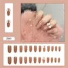 Faux ongles 24 pièces de tête ronde rose avec scintillant sur la pointe conçue pour l'amélioration des ongles à faire soi-même