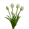 Decorative Flowers 5-headed Tulip Artificial Flower Real Touch Bouquet Fake For Wedding Decoration Home Garen Decor