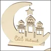 Autres fournitures de fête festive Ramadan décor en bois islamique musulman Eid Mubarak maison ornement bricolage creux lune étoile mouton décoration D Dhnjw