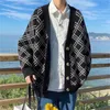 Männer Pullover Männer Pullover Strickjacken Frühling Herbst Mode Argyle Print Tops einreiher V-ausschnitt TopsHerren