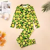 Men's Sleepwear Yellow Lemon Print Pajamas Long Sleeve Green Leaf 2 Piece Casual Set Autumn Man Design Trendy Oversized