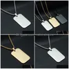 Pendant Necklaces Trendy Classic Smooth Tag For Mens Fashion Simple Casual Party Jewelry Gift Drop Delivery Pendants Dh5Ie