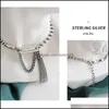 Link Chain 100 Real 925 Sterling Sier Tassel Pendant Beads Link Bracelets For Women Couple Men Fine Party Jewelry Ymb112 Drop Delive Ottyu