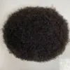 Substitui￧￣o de cabelo humano virgem brasileiro 4mm Afro Afro Curl Lace Front Mono Toupee para homens negros