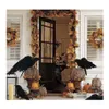 Decora￧￣o de festa 3 PCs/set Halloween realista de corvo artesanal Prop Black Flying Fly and Stand Crows Ravens 200929 Drop Delt Ho dhh9j