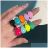 Charm Bracelets 10Pcs High Quality Oil Drip Heart Shape Open Cute Colorf Enamel Simple Adjustable Cuff Statement Ring Jewelry Drop De Dhey9