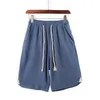 Men's Shorts Cotton Linen Casual Men's Summer Harajuku Solid Color Bermuda For Men