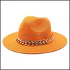 Gegronde rand hoeden Panama st hoed met ketting vrouwen mannen vakantie strand zon meisjes lente zomer sunhat brede cap heren jazz caps vrouw man f dhiww