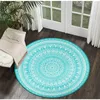 Tapis Trippy Rose Mandala Turquoise Floral Vert Marine Rond Flanelle Tapis De Sol Boho Pour Chambre SalonTapisTapis