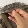 Morceau de cheveux humains vierges brésiliens 1b/gris toupet mono personnalisé pour hommes