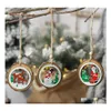 Decora￧￵es de Natal 3pcs Hold Wooden redonda pingentes de Santa Ornamentos Diyas de Natal Partema Crian￧as Presente Infeito De Natal Drop Delivery Dhs1e