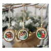 Décorations De Noël 3 Pcs Creux En Bois Rond Pendentifs Santa Ornements Diy Xmas Tree Party Enfants Cadeau Enfeite De Natal Drop Delivery Dhs1E